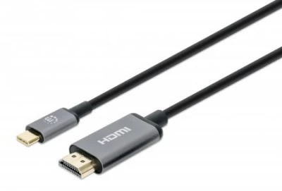 Manhattan Cable USB C Macho - HDMI Macho, 2 Metros, Negro/Plata