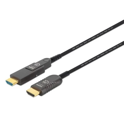 Manhattan Cable Óptico Activo HDMI Macho - HDMI Macho con conector Desmontable, 50 Metros, Negro