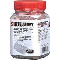 Bote de conectores RJ45 Intellinet, Cat5e, 3 puntas, para cable solido, 100pzas