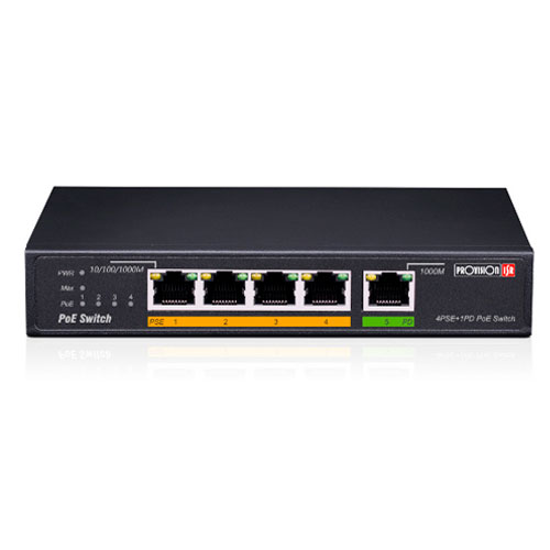 Switch Provision-ISR Gigabit Ethernet PoES-0460G+1G(HPD), 4 Puertos PoE 10/100/1000 + 1 Puerto Giga 1Gbps PD Uplink, 2.000 Entradas