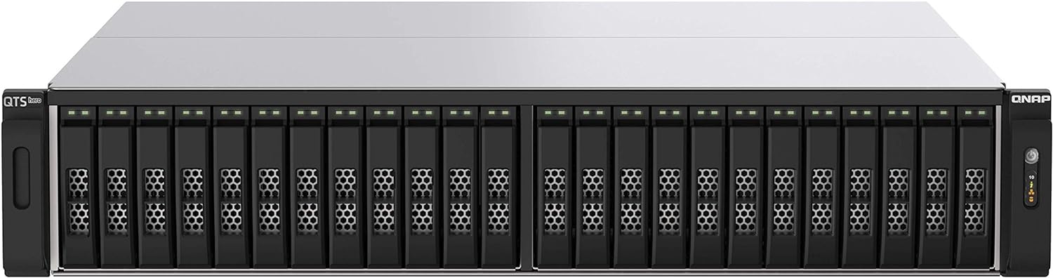 QNAP TS-h2490FU-7302P-128G NAS de Doble Nodo de 24 bahías con Dos Puertos SmartNIC de 25 GbE y Fuente de alimentación redundante de 1100 W