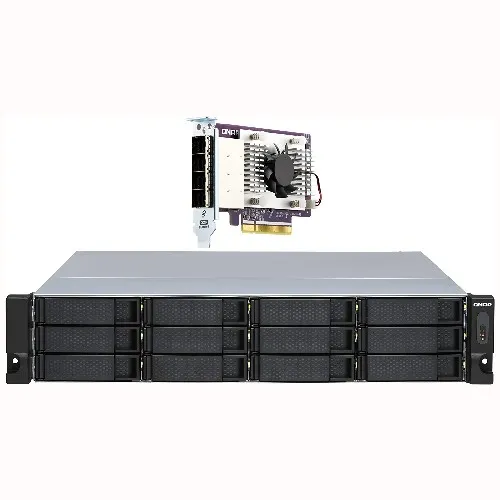 QNAP TL-R1200S-RP Gabinete de Almacenamiento JBOD SATA 6Gbps con Fuente de Alimentación Redundante. Tarjeta de Interfaz PCIe SATA (QXP-1600eS) Incluida