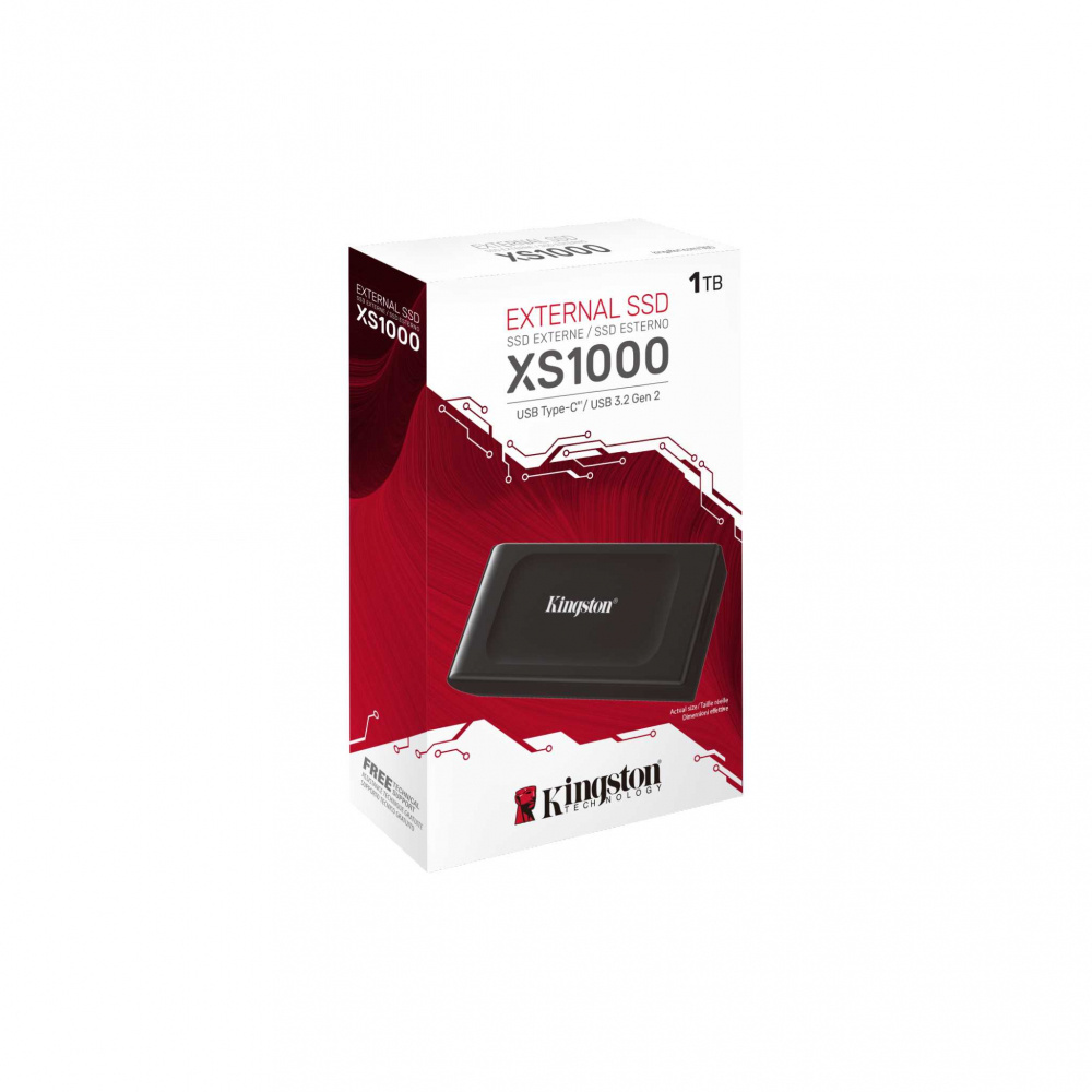 SSD Externo Kingston XS1000 1TB, Lectura 1050 MB/s, Escritura 1000 MB/s, USB Tipo C, 3.2 Gen 2, Negro
