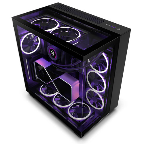 Gabinete NZXT H9 Elite con Ventana RGB, Midi Tower, 4 Ventiladores RGB Instalados, Negro
