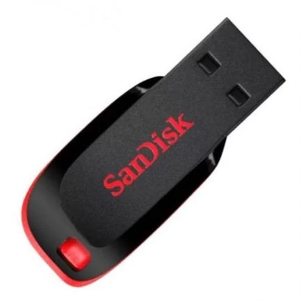 Memoria usb Sandisk Cruzer Blade 64GB, 2.0, Factor de forma Sin tapa, Color Negro, Rojo