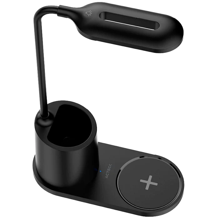 Cargador  acteck energon lumimate ci711 / inalambrico qi / 15 w / apple - samsung / qi / 1 dispositivo / incluye lampara /  negro / ac-937184