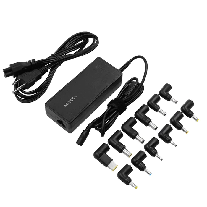 Cargador universal para Laptop Acteck Energon Roam CU494, 12 conectores, 90W, Negro