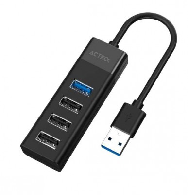 HUB Acteck Port X4 DH422, 1x USB 3.0, 3x USB 2.0, Negro