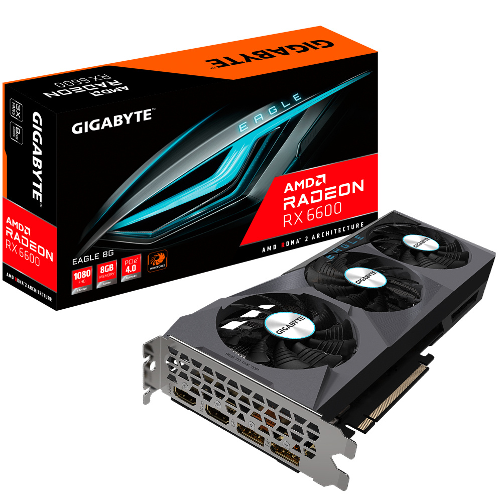 Tarjeta de Video Gigabyte Radeon RX 6600 EAGLE 8G, 8GB GDDR6, Windforce