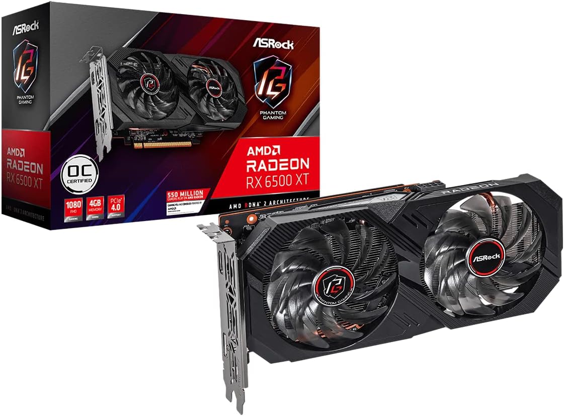 Tarjeta de video asrock amd radeon rx6500xt pcie 4.0 x4 /4gb/gddr6x/64 bit/gama media