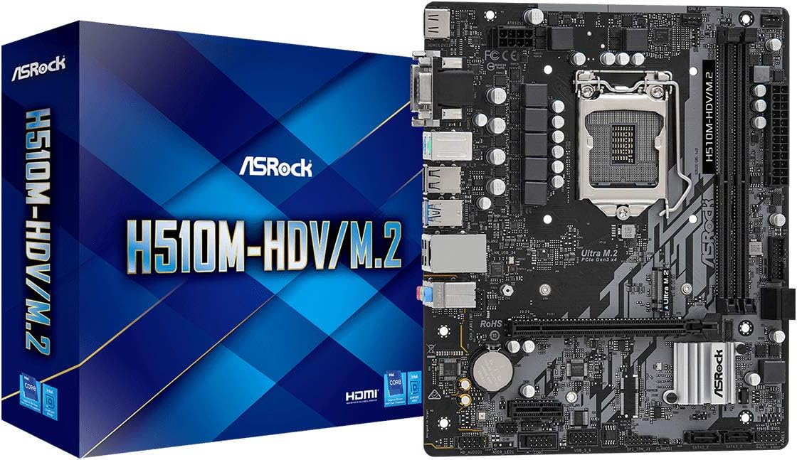 Asrock h510m-hdv/m.2 compatible con cpu intel de 10ª y 11ª generación (lga1200) chipset h510, placa base microatx