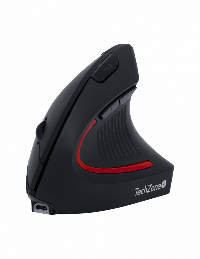 Mouse Ergonómico Techzone Vertical TZMOUINA-06, Inalámbrico, USB, Negro