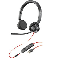 Poly Audífonos Blackwire 3320, Alámbrico, USB-A, Negro