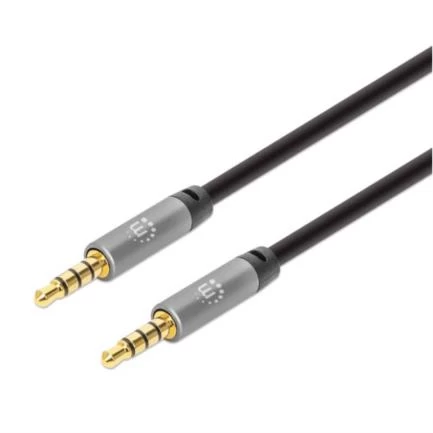 Cable manhattan auxiliar audio estéreo 3.5mm 5m color negro-plata