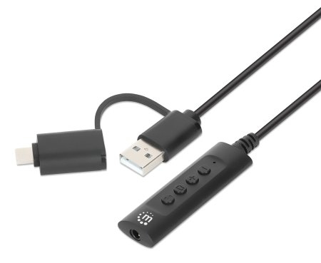 Convertidor manhattan usb 2.0 /usb-c a tarjeta sonido 3...