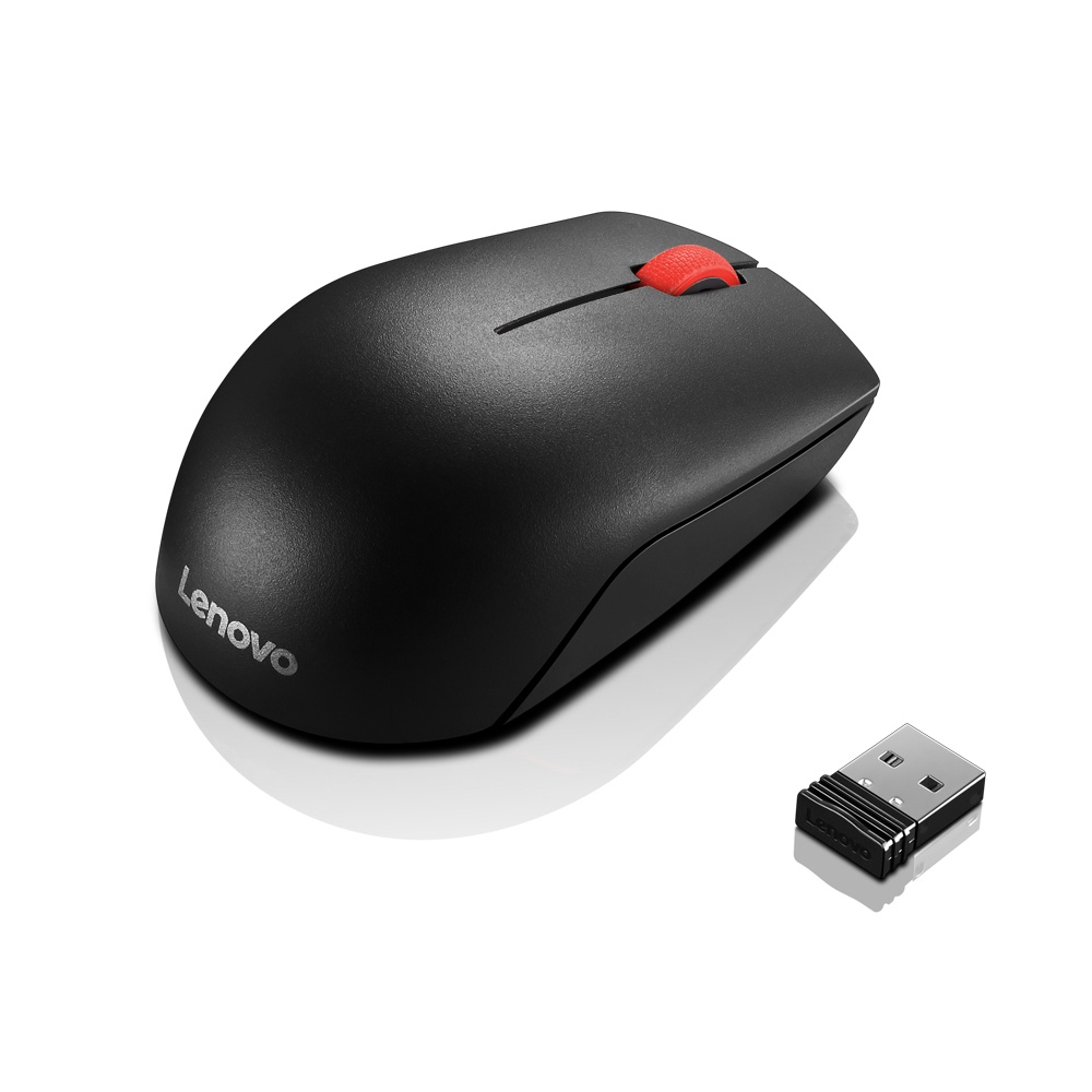 Mouse lenovo Óptico essential compact, inalámbrico, usb, 1000dpi, negro