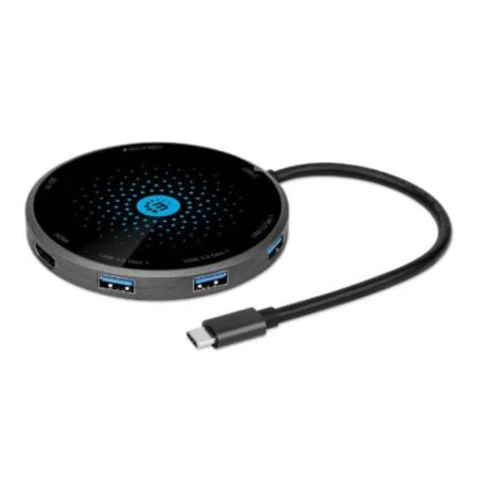 Docking manhattan usb-c a hdmi usb-c pd 3xusb-a lector tarjetas con base carga inalámbrica