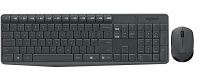 Kit Teclado y Raton Logitech MK235, Inalambrico, Teclado Multimedia, Color Negro/Gris