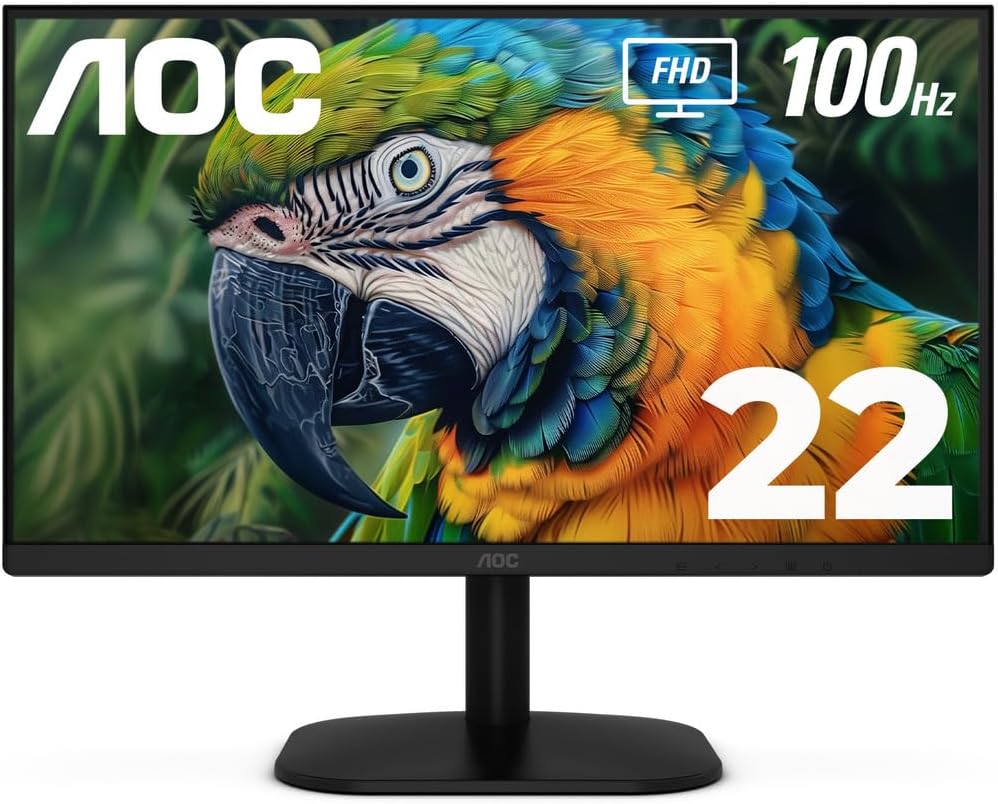 Monitor LED AOC 22B2HM2, 21.5", Full HD, 100 HZ, Color Negro
