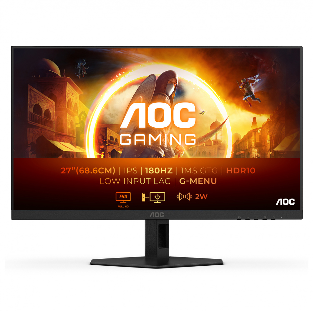 Monitor Gaming AOC 27G4E 27", 180HZ, Full HD, HDMI/DP, NVIDIA G-SYNG, IPS, Negro