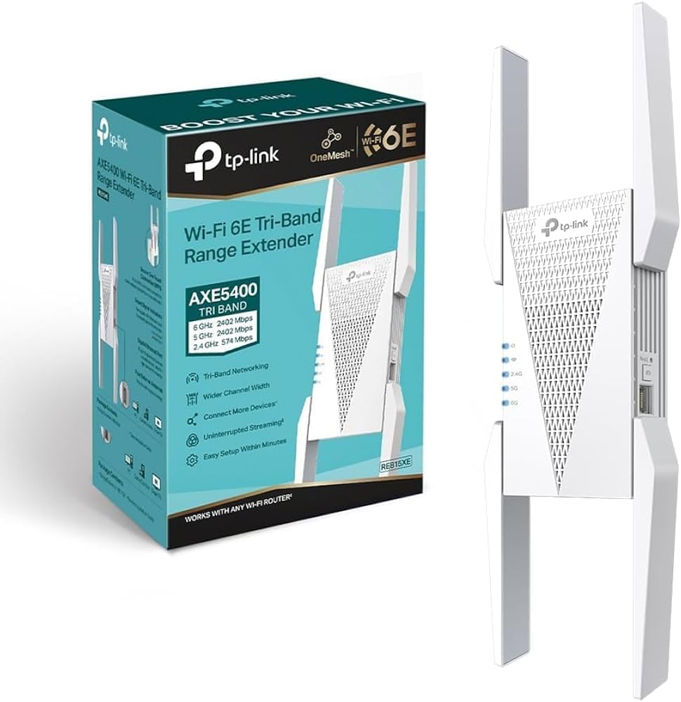 TP-Link Extensor de Rango con Wi-Fi en Malla RE815XE, Inalámbrico, 2402 Mbit/s, 1x RJ-45, 2.4/5/6GHz