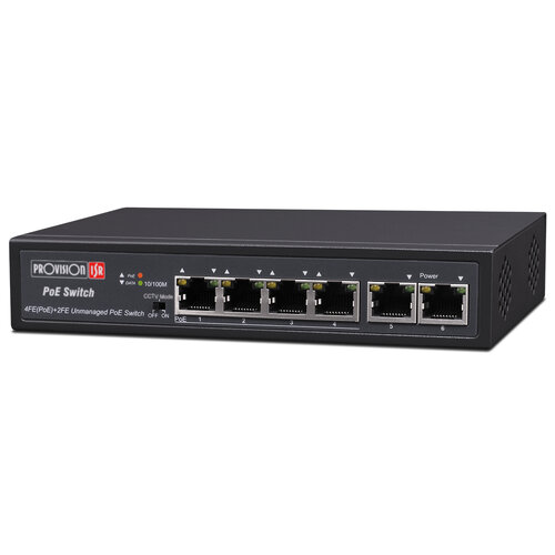 Switch poe 10 100 4 puertos downlink 2 puertos uplink 60w total