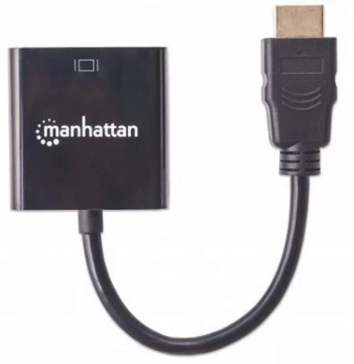 Adaptador Manhattan HDMI Macho a VGA Hembra, 1080p, Negro