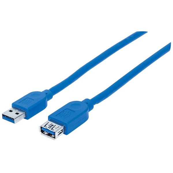 Manhattan Cable USB A Macho - USB A Hembra, 1 Metros, Azul