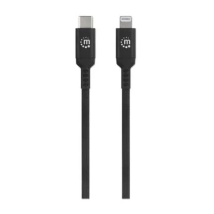 Cable manhattan usb-c a lightning para carga y sincronización 0.5m color negro