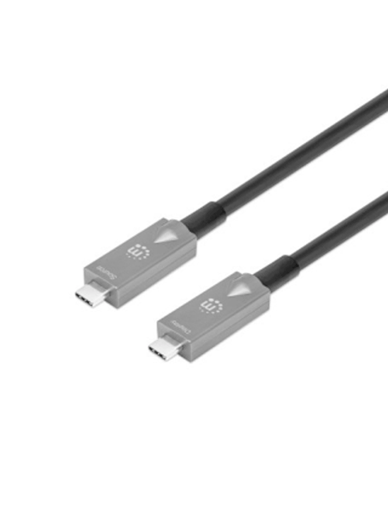 Manhattan Cable USB C Macho - USB C Macho, 10 Metros, Gris/Negro