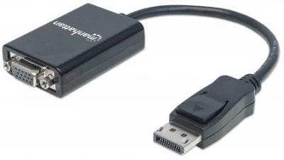 Adaptador Manhattan DisplayPort Macho a VGA Hembra, 1080p, 15cm, Negro