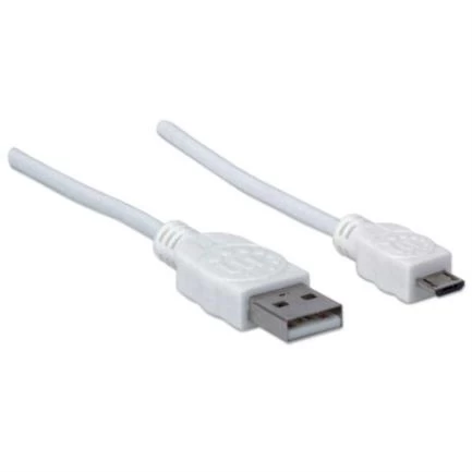 Cable manhattan usb-a micro usb-b 2.0 alta velocidad 1m color blanco