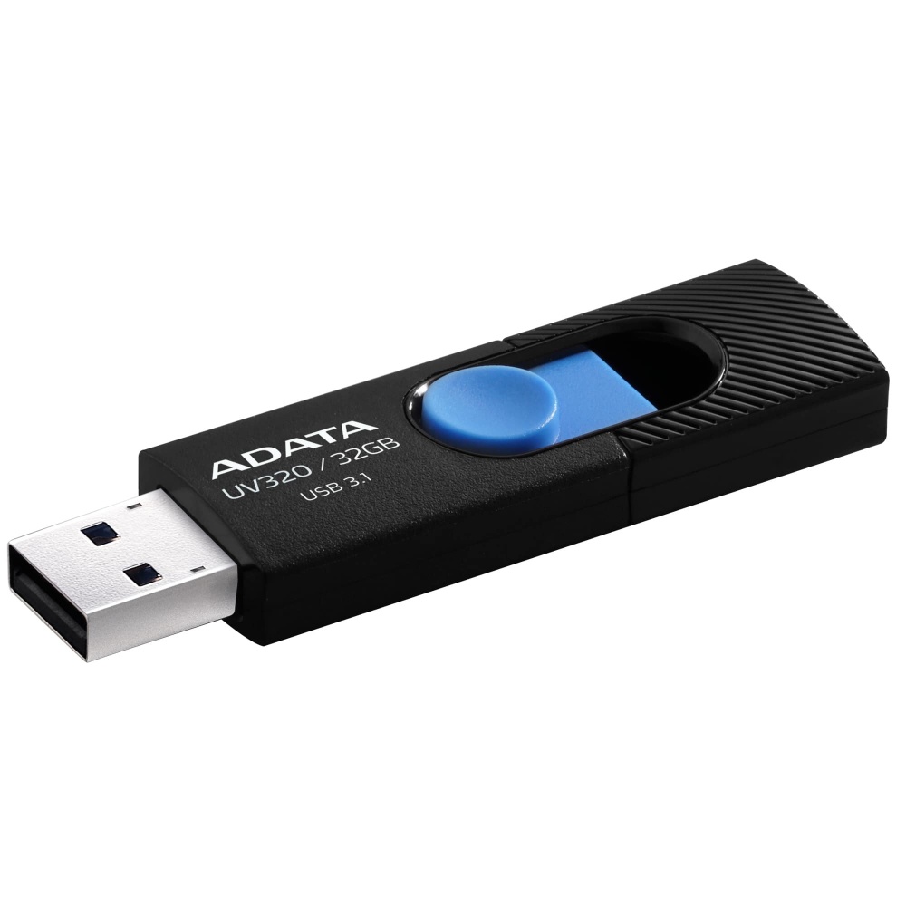 Memoria USB Adata UV320, 32GB, USB 3.1, Lectura máx 100MB/s, Negro/Azul