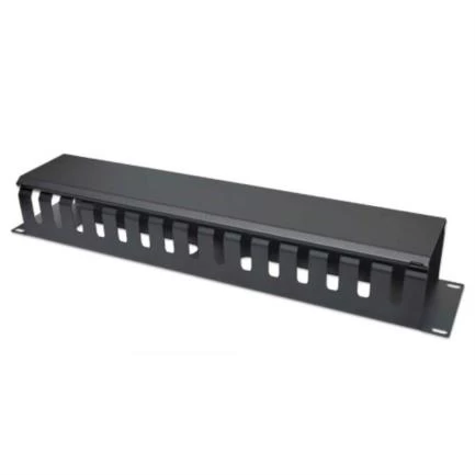 Panel Intellinet, Organizador Horizontal de Cables, 19 pulg, Material Acero, Capacidad del rack 2U, Color Negro.