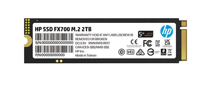 Unidad de Estado Solido SSD HP FX700, 2 TB, M.2, NVMe, PCI Express 4.0, Escritura 6200 MB/s, Lectura 7200 MB/s