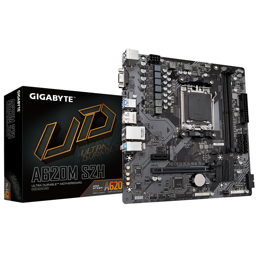 Tarjeta madre gigabyte micro-atx a620m s2h, s-am5, amd a620, hdmi, 96gb ddr5 para amd