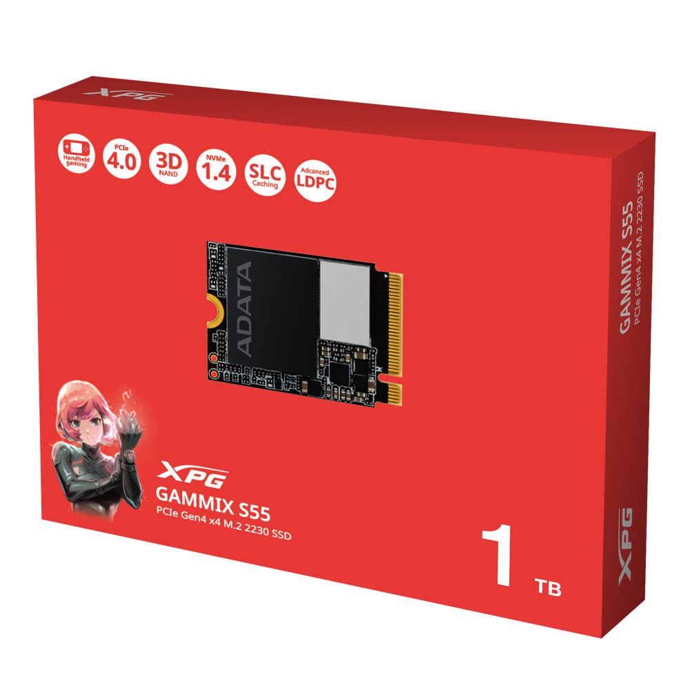 SSD ADATA GAMMIX S55, 1TB, M.2, PCI Express 4.0 Lectura 5000 MB/s, Escritura 3700 MB/s