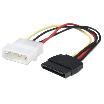 Cable de Corriente Manhattan Molex 4 Pines a SATA 15 Pines, 16cm
