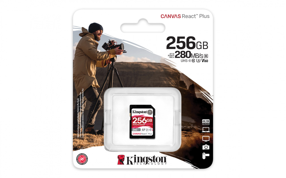 Memoria Flash Kingston Canvas React Plus V60, 256GB, SDXC UHS-II Clase 10