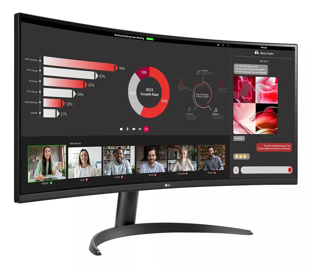 LG Monitor 34WR50QK ULTRAWIDE HDR 3440 x 1440 34 Pulgadas IPS, 100 Hz, 5ms GtG, Contrast Ratio 1500a1