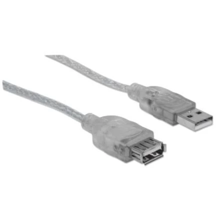 Cable manhattan extensión usb a-b 2.0 alta velocidad 4.5m color plata
