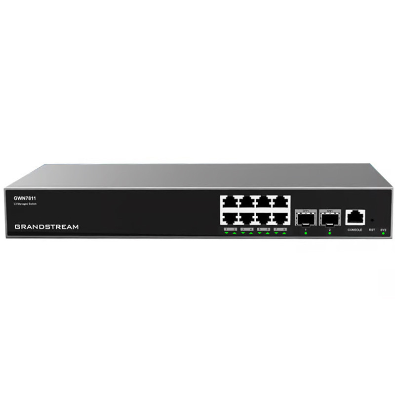 Switch Grandstream Gigabit Ethernet GWN7811, 8 Puertos 10/100/1000Mbps + 2 Puertos SFP+, 56Gbit/s, 16.000 Entradas - Administrable