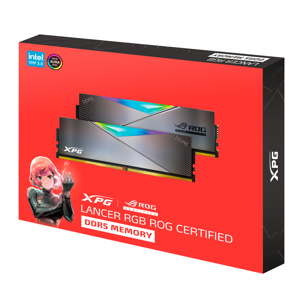 Kit Memoria RAM XPG Lancer RGB ROG DDR5, 6600MHz, 32GB - 2 x 16GB, CL44, XMP/EXPO, Gris