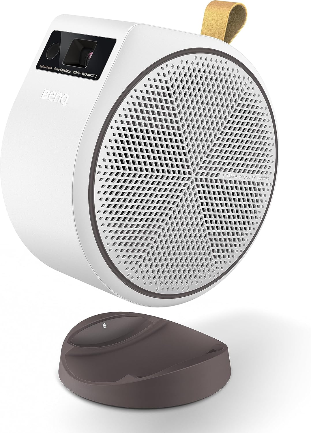 Videoproyector BenQ GV31, Proyector de techo portátil LED de 1080p, Proyección de ángulo giratorio, Altavoz inalámbrico de graves de 16W 270˚, TV Android con Netflix,