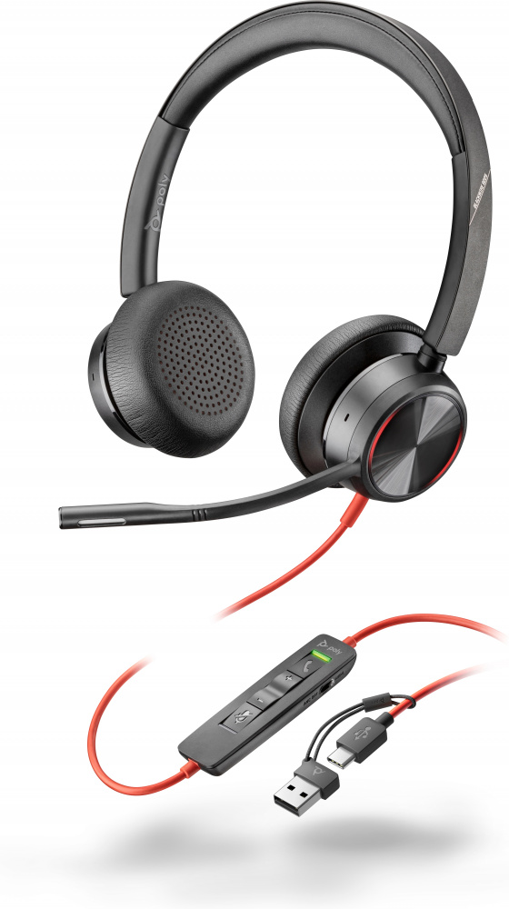Poly Audífonos con Micrófono Blackwire 8225, Alámbrico, 2.2 Metros, USB C, Negro