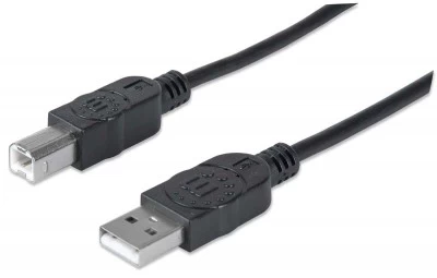 Cable USB A B Manhattan 1.8mts version 2.0, 480mbps, Negro