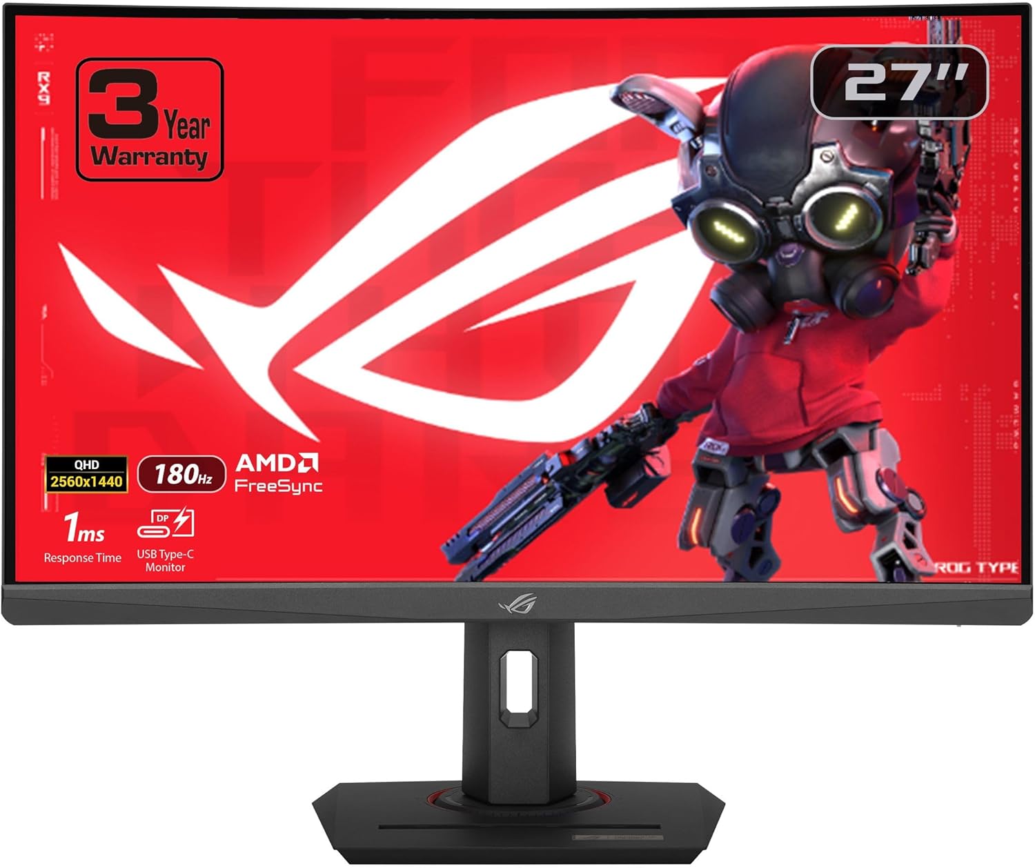 Monitor ASUS ROG Strix XG27WCS LED, 27 Pulg, Quad HD, 180 Hz, HDMI/DisplayPort, VA, Negro