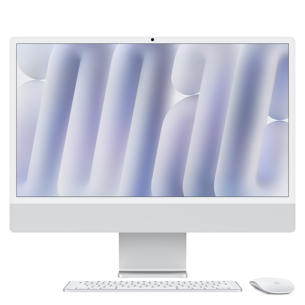 Imac 24 retina 4.5k/chip m4 de apple cpu 10 nucleos y gpu 10 nucleos/24gb/512gb ssd/4 puertos thunderbolt 4/gigabit ethernet/magic keyboard con touch id/plata