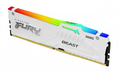 Kit Memoria RAM Kingston Fury Beast RGB DDR5, 5200MHz, 32GB (2x 16GB), On-Die ECC, CL40, XMP, Blanco
