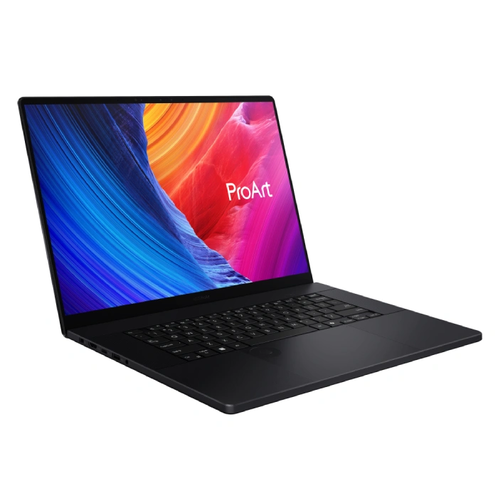 Laptop asus studiobook proart p16 h7606 amd ryzen ai r9 hx370, 64gb, 2 tb ssd, 16 pulgadas touch oled, win 11 home, negro, lector de huella, sd card reader, nv rtx 4070 8gb, grado militar, 1